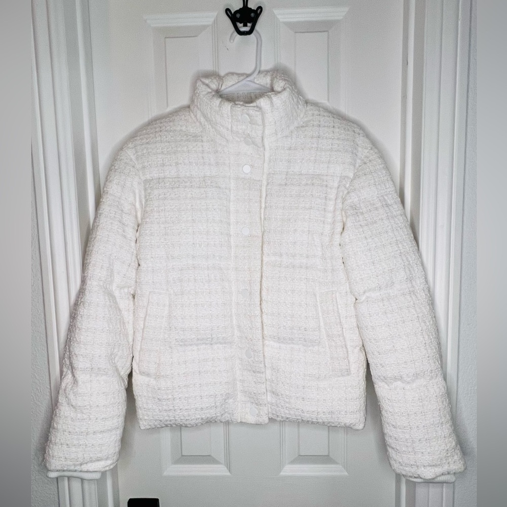 Express Women's White Puffer Tweed Jacket
